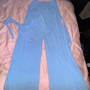 Light Blue Jumpsuit with Tie Straps